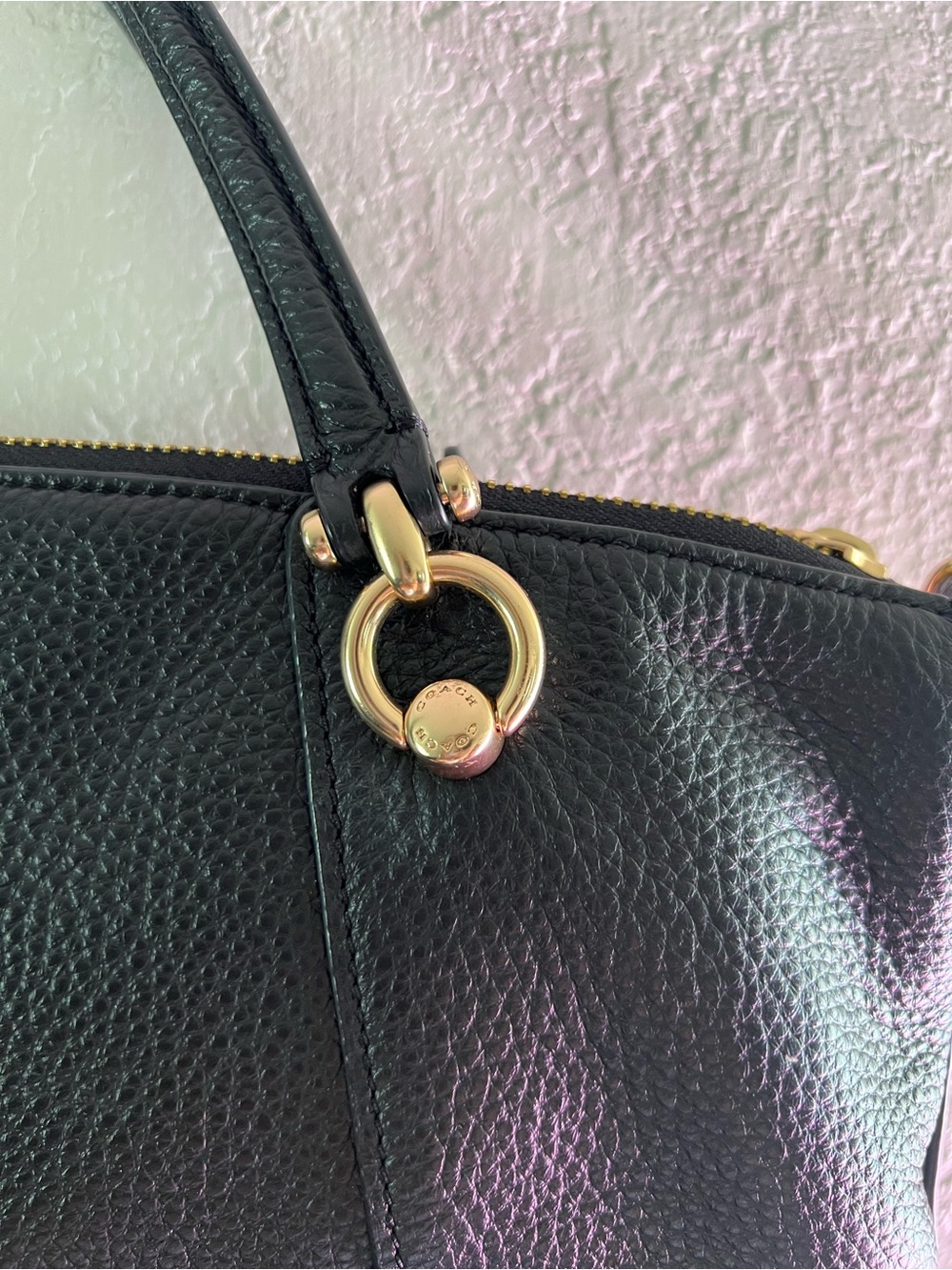 Coach Black Leather Tote with Gold Hardware Kelsey satchel - Picture 4 of 6